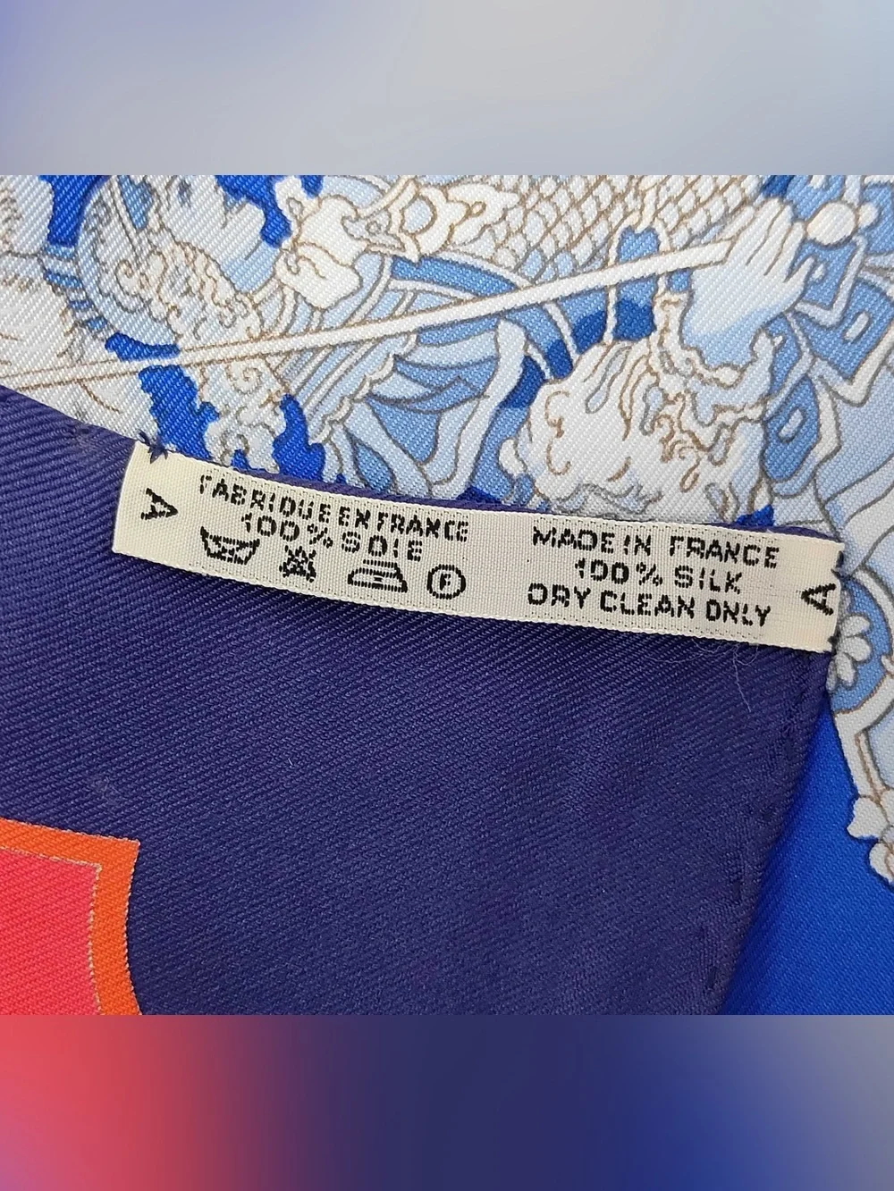 Hermes Vintage Carrousel Silk Scarf 90 cm Blue